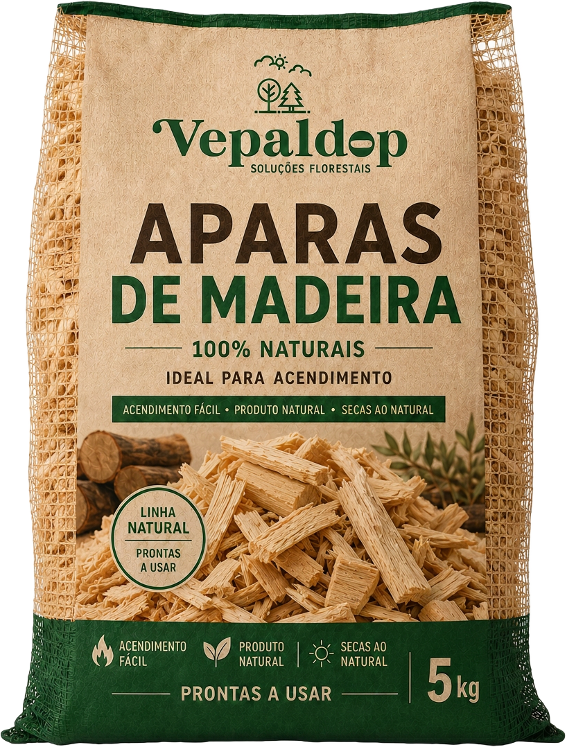 Aparas de madeira para acendimento